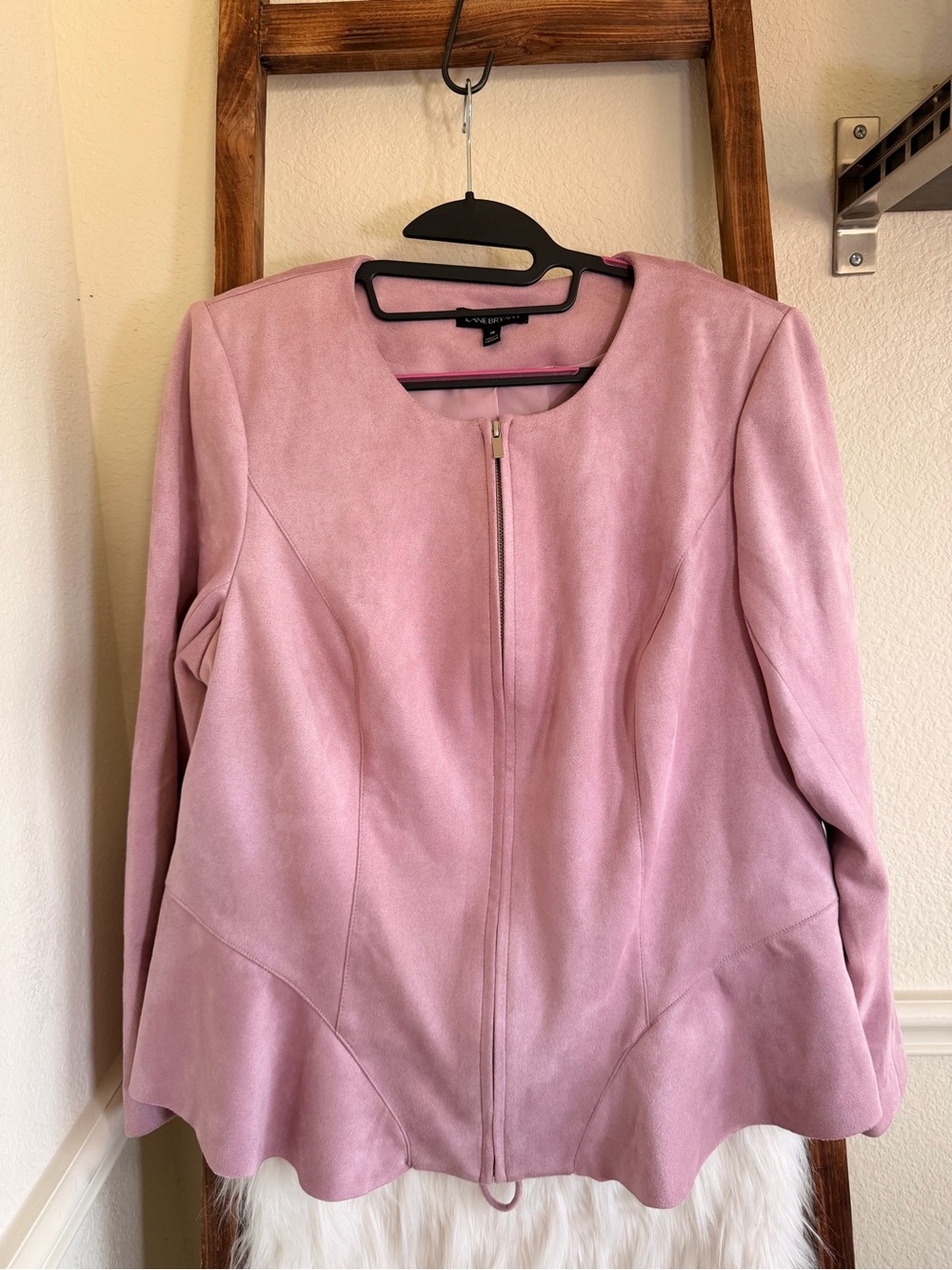 Lane Bryant Dusty Pink Zip-Front Peplum Blazer